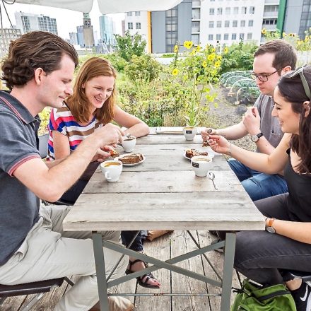 Expect some special places on our Rotterdam food tours, including this beautiful rooftop farm and restaurant